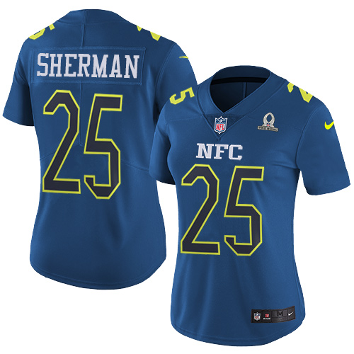 Nike Seahawks #25 Richard Sherman Navy Women's Stitched NFL Limited NFC Pro Bowl Jersey - Click Image to Close